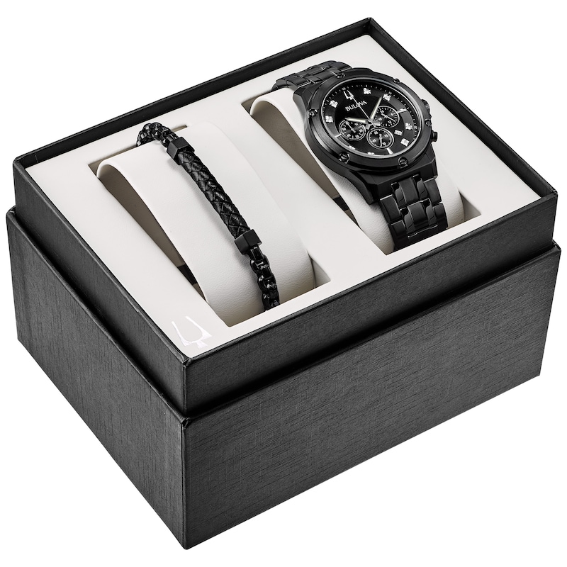 Bulova Classic Chronograph Men's Diamond Dial Watch & Bracelet Gift Set