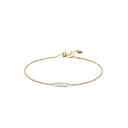 mila green Sterling Silver 18ct Gold Vermeil Plated Lab-Grown Diamond Bar Charm Bolo Bracelet