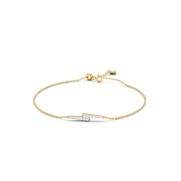 mila green Sterling Silver 18ct Gold Vermeil Plated Diamond Lightning Bolt Pavé Bolo Bracelet