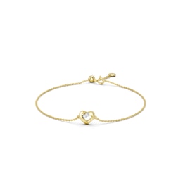 mila green Sterling Silver 18ct Gold Vermeil Plated Diamond Heart Bolo Bracelet