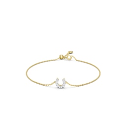 mila green Sterling Silver 18ct Gold Vermeil Plated Diamond Horseshoe Bolo Bracelet