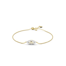 mila green Sterling Silver 18ct Gold Vermeil Plated Diamond Evil Eye Bolo Bracelet