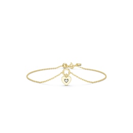 mila green Sterling Silver 18ct Gold Vermeil Plated Diamond Heart-Shaped Bolo Bracelet