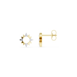 mila green Sterling Silver 18ct Gold Vermeil Plated Diamond Sunburst Stud Earrings
