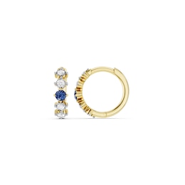 mila green Sterling Silver 18ct Gold Vermeil Plated Created Sapphire & Diamond Huggie Earrings