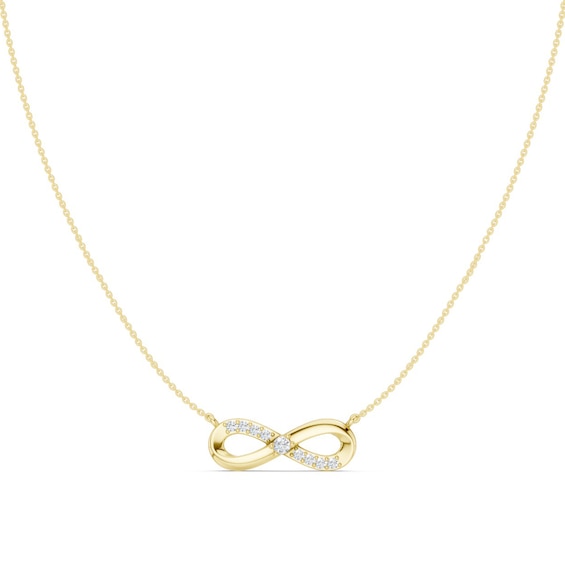 mila green Sterling Silver 18ct Gold Vermeil Plated Diamond Infinity Pendant Necklace