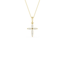 mila green Sterling Silver 18ct Gold Vermeil Plated 0.10ct Diamond Pavé Cross Pendant Necklace