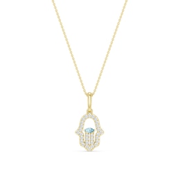 mila green Sterling Silver 18ct Gold Vermeil Plated 0.12ct Diamond Hamsa Hand Pendant Necklace