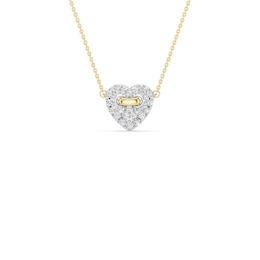 mila green Sterling Silver 18ct Gold Vermeil Plated 0.105ct Pavé Heart Pendant Necklace