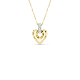 mila green Sterling Silver 18ct Gold Vermeil Plated Diamond Polished Heart Pendant Necklace