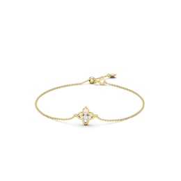 mila green Sterling Silver 18ct Gold Vermeil Plated Diamond Four-Petal Flower Bolo Bracelet
