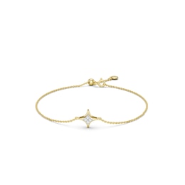 mila green Sterling Silver 18ct Gold Vermeil Plated Diamond Four-Point Star Pavé Bracelet