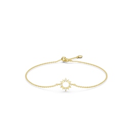 mila green Sterling Silver 18ct Gold Vermeil Plated Diamond Sunburst Bolo Bracelet