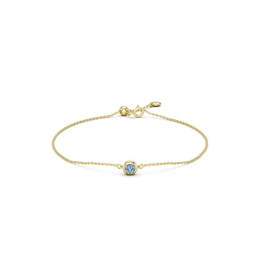 mila green Sterling Silver 18ct Gold Vermeil Plated Created Blue Topaz Round Bezel Bolo Bracelet