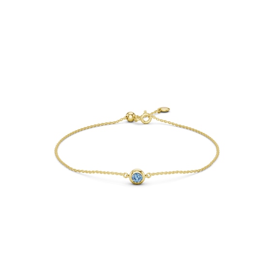 mila green Sterling Silver 18ct Gold Vermeil Plated Created Blue Topaz Round Bezel Bolo Bracelet
