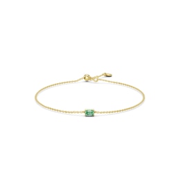 mila green Sterling Silver 18ct Gold Vermeil Plated Emerald-Cut Created Peridot Solitaire Bracelet