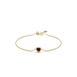 mila green Sterling Silver 18ct Gold Vermeil Plated Created Garnet Heart Bezel Bolo Bracelet