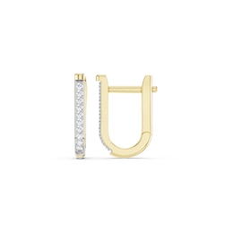 mila green Sterling Silver 18ct Gold Vermeil Plated 0.10ct Diamond Rectangular Hoop Earrings
