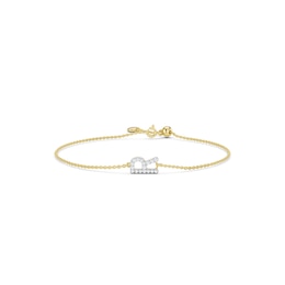 mila green Sterling Silver 18ct Gold Vermeil Plated Diamond Pavé Initial 'R' Bracelet