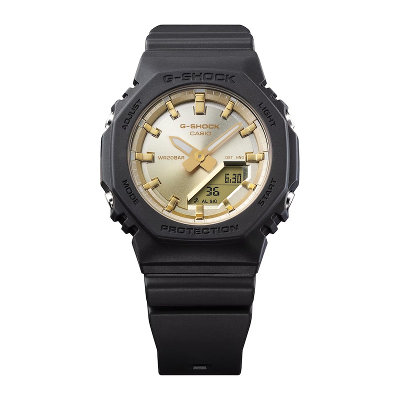 Main Image 1 of G-Shock GMA-P2100SG-1AER Men's Carbon Core Gold-Tone Dial Black Resin Strap Watch