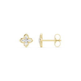 mila green Sterling Silver 18ct Gold Vermeil Plated Diamond Quatrefoil Stud Earrings