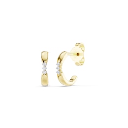 mila green Sterling Silver 18ct Gold Vermeil Plated Diamond Polished Half Hoop Earrings