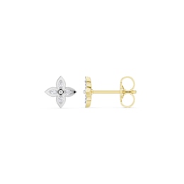 mila green Sterling Silver 18ct Gold Vermeil Plated Diamond Flower Stud Earrings