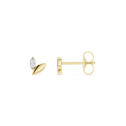 mila green Sterling Silver 18ct Gold Vermeil Plated Diamond Leaf Stud Earrings