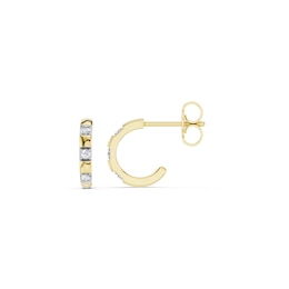 mila green Sterling Silver 18ct Gold Vermeil Plated Diamond Channel Set Half Hoop Earrings