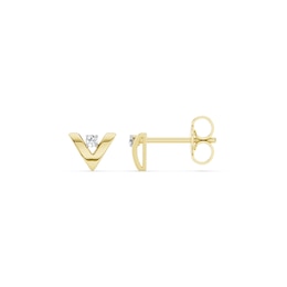 mila green Sterling Silver 18ct Gold Vermeil Plated Diamond V-Shaped Stud Earrings