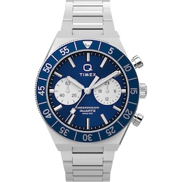 Timex Q Continental Men's Chronograph Blue Dial Stainless Steel Bracelet Watch