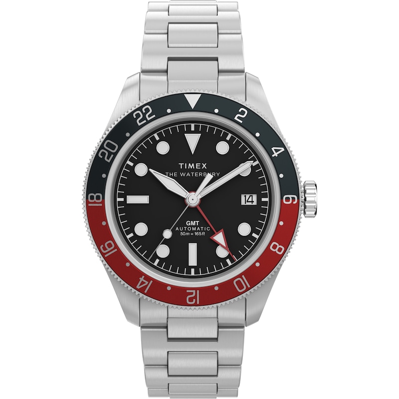 Main Image 1 of Timex Waterbury Heritage Automatic GMT Men's Black Dial Stainless Steel Bracelet Watch