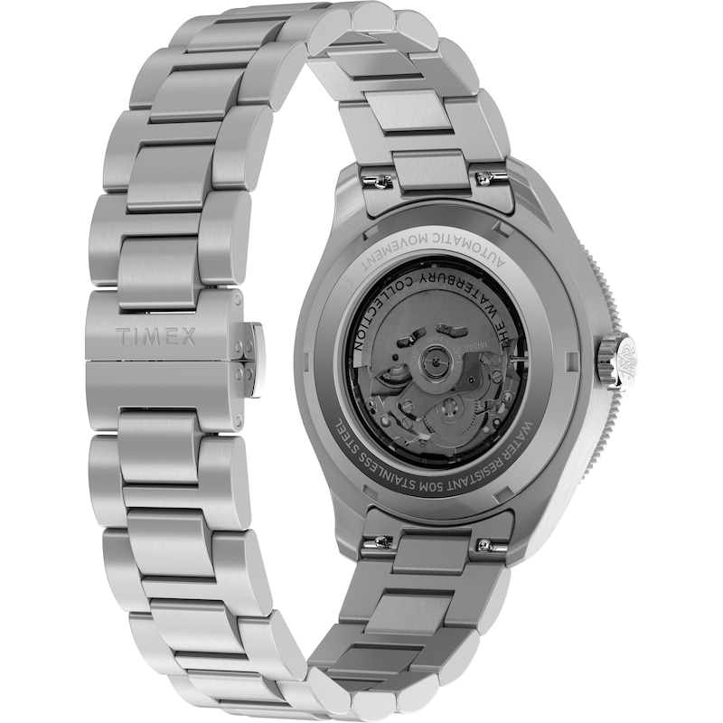 Main Image 4 of Timex Waterbury Heritage Automatic GMT Men's Black Dial Stainless Steel Bracelet Watch