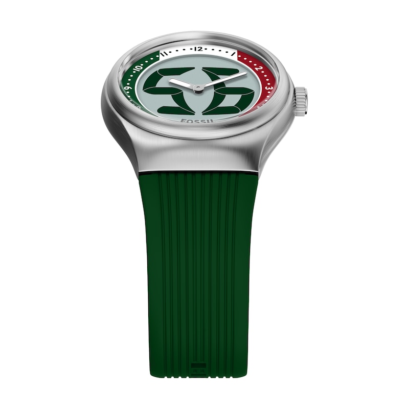 Main Image 4 of Fossil Big Tic World Flags Mexico And Italy Multicolour Dial Green Silicone Strap Watch