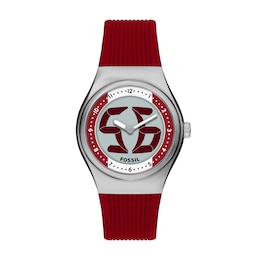 Fossil Big Tic World Flags Canada Multicolour Dial Red Silicone Strap Watch