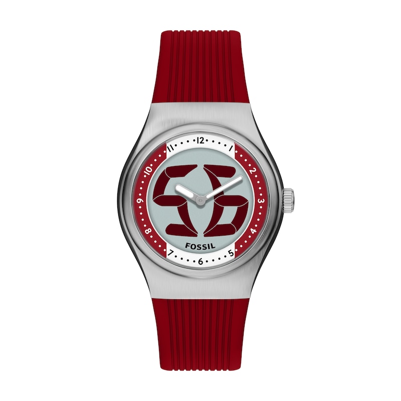 Main Image 1 of Fossil Big Tic World Flags Canada Multicolour Dial Red Silicone Strap Watch