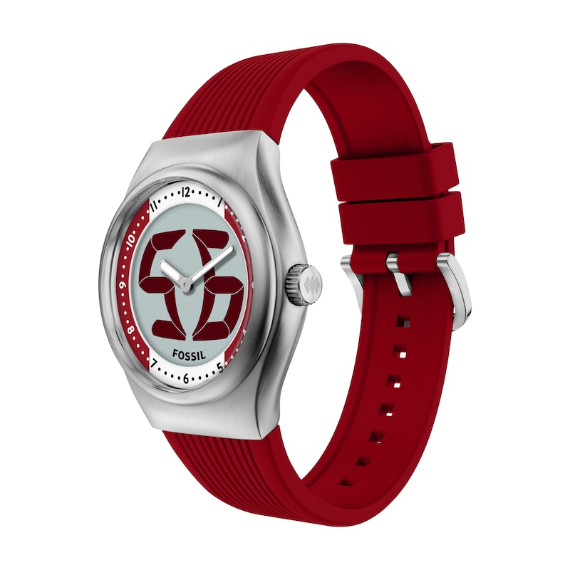 Main Image 2 of Fossil Big Tic World Flags Canada Multicolour Dial Red Silicone Strap Watch