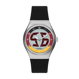 Fossil Big Tic World Flags Germany Multicolour Dial Black Silicone Strap Watch