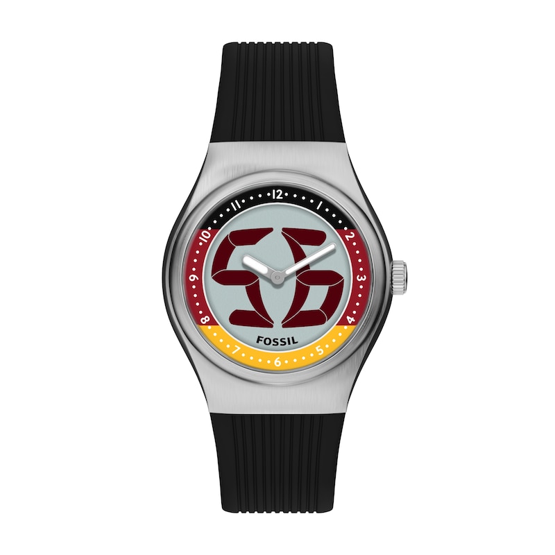Main Image 1 of Fossil Big Tic World Flags Germany Multicolour Dial Black Silicone Strap Watch