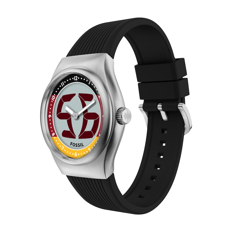 Main Image 2 of Fossil Big Tic World Flags Germany Multicolour Dial Black Silicone Strap Watch