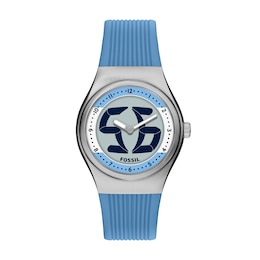 Fossil Big Tic World Flags Argentina Multicolour Dial Blue Silicone Strap Watch