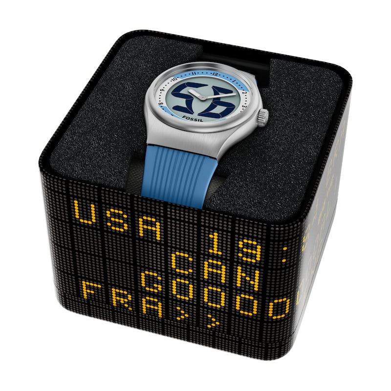 Main Image 7 of Fossil Big Tic World Flags Argentina Multicolour Dial Blue Silicone Strap Watch