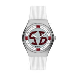 Fossil Big Tic World Flags England Multicolour Dial White Silicone Strap Watch