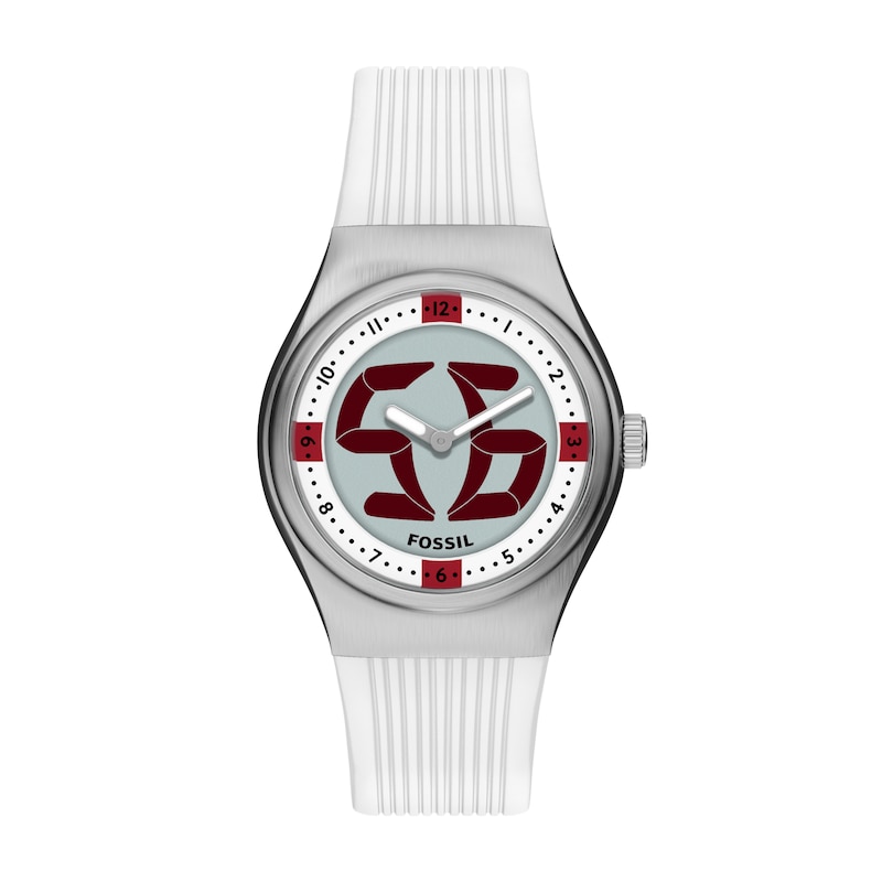 Main Image 1 of Fossil Big Tic World Flags England Multicolour Dial White Silicone Strap Watch