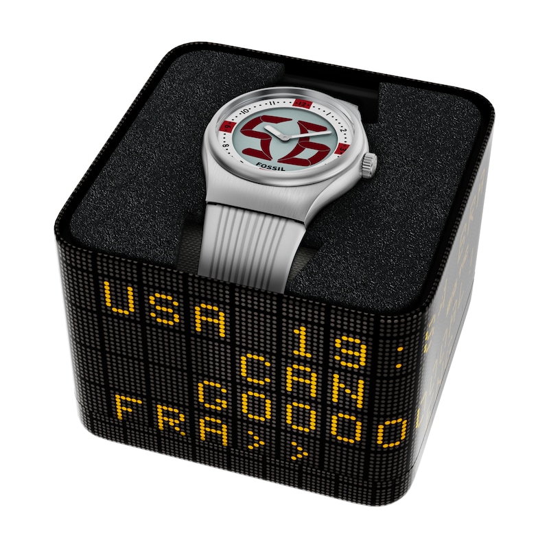 Main Image 7 of Fossil Big Tic World Flags England Multicolour Dial White Silicone Strap Watch