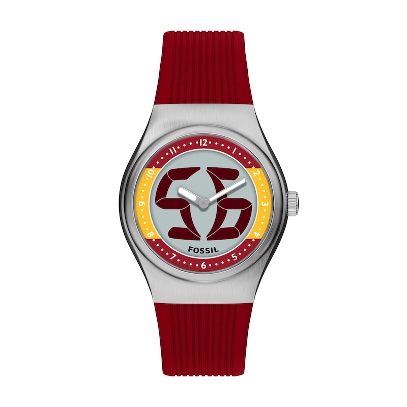 Main Image 1 of Fossil Big Tic World Flags Spain Multicolour Dial Red Silicone Strap Watch