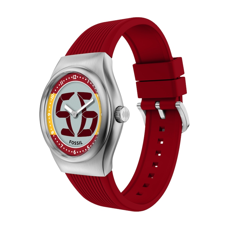 Main Image 2 of Fossil Big Tic World Flags Spain Multicolour Dial Red Silicone Strap Watch