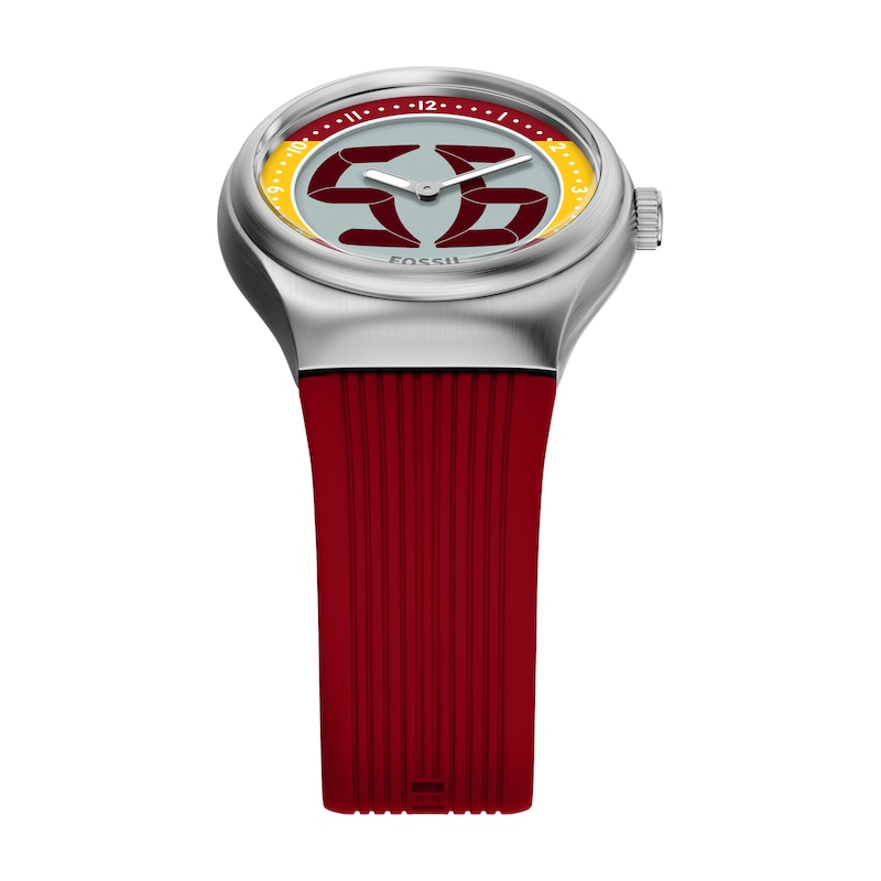 Main Image 4 of Fossil Big Tic World Flags Spain Multicolour Dial Red Silicone Strap Watch