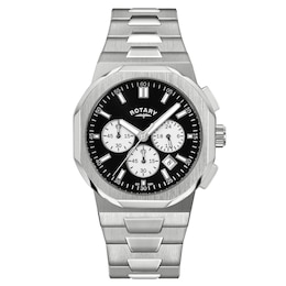 Rotary Regent Men's Chronograph Black Dial Two Tone Stainless Steel Bracelet Watch