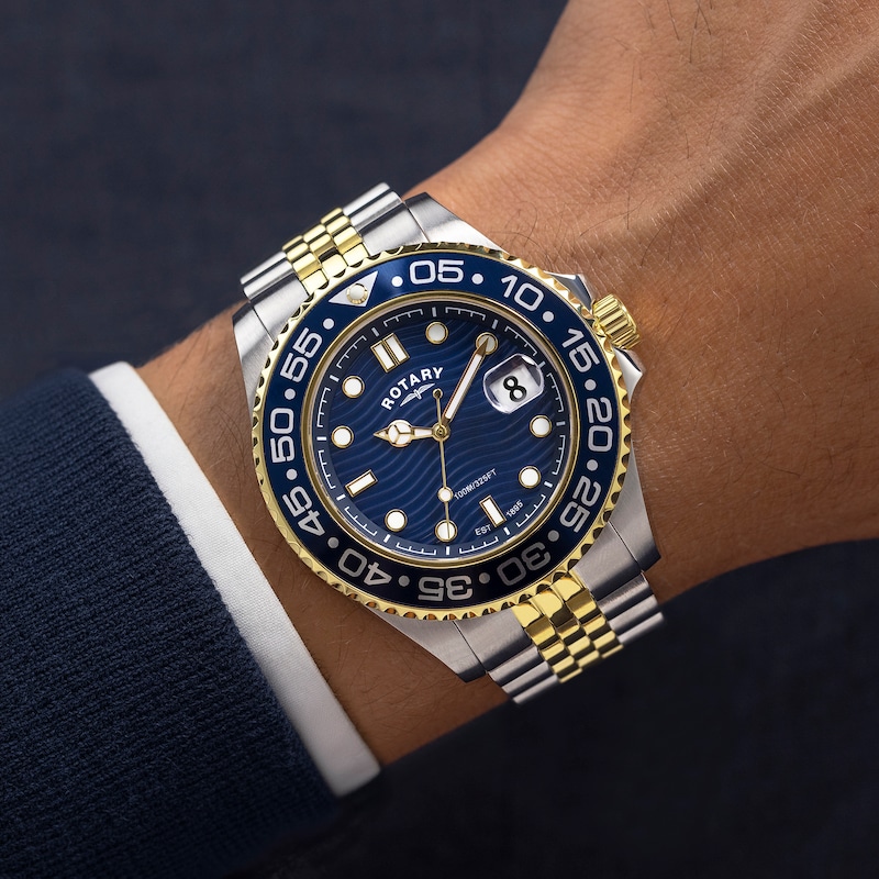 Main Image 4 of Rotary Apex 100 Men's Blue Dial Two Tone Stainless Steel Bracelet Watch